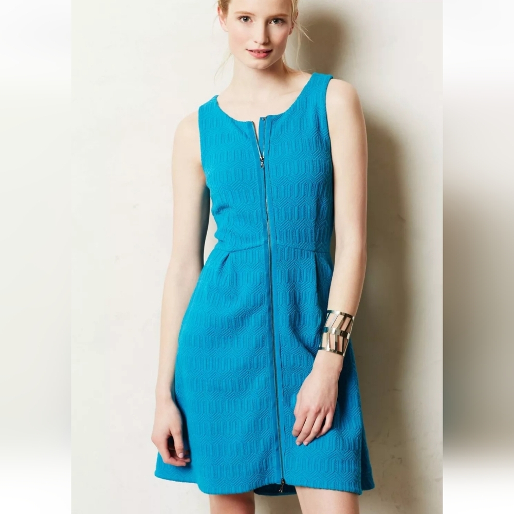 Anthropologie Leifsdottir Turquoise Sleeveless Dress New With Tags Size 6